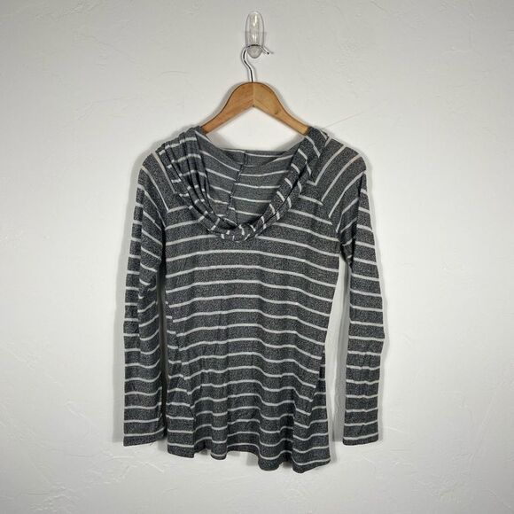 City Streets Gray and White Striped Hoodie - Picture 4 of 5